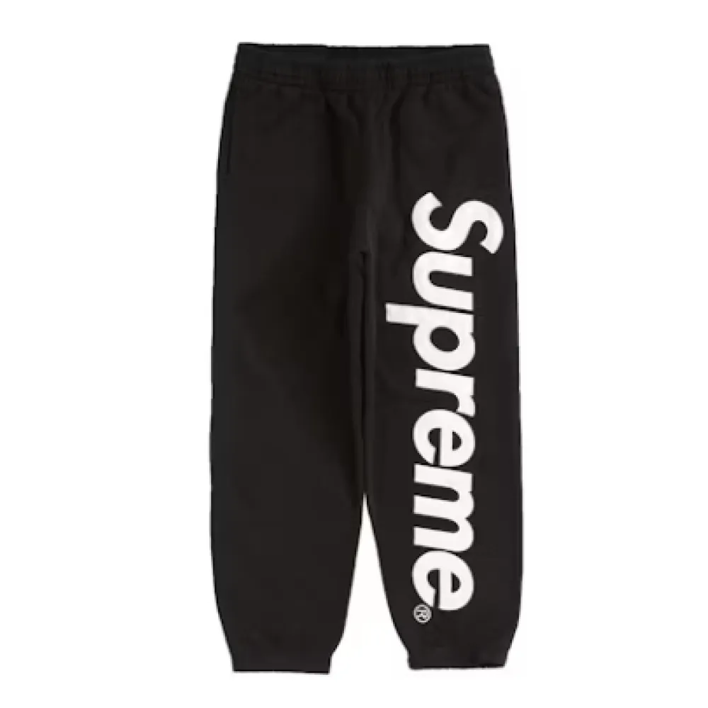 Top Quality Supreme Satin Appliqué Sweatpant Black 