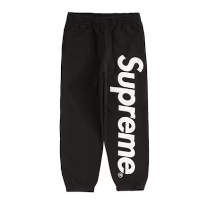 Top Quality Supreme Satin Appliqué Sweatpant Black  01