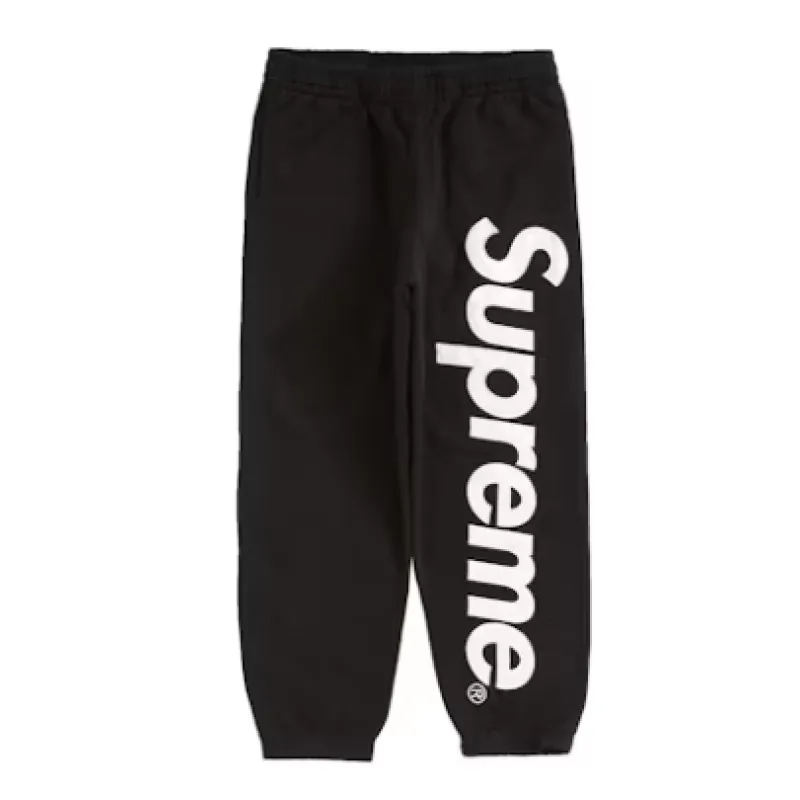 Top Quality Supreme Satin Appliqué Sweatpant Black 