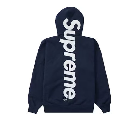 Top Quality Supreme Satin Applique Hooded Sweatshirt  Navy 