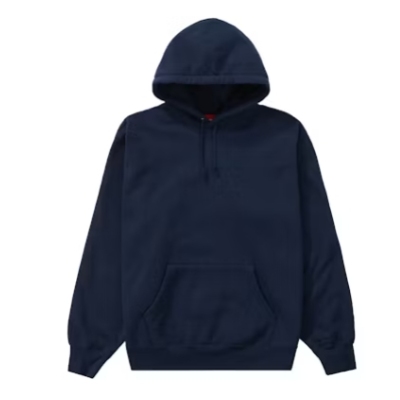 Top Quality Supreme Satin Applique Hooded Sweatshirt  Navy  02