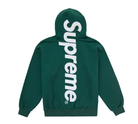 Top Quality Supreme Satin Applique Hooded Sweatshirt Dark Green 