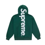 Top Quality Supreme Satin Applique Hooded Sweatshirt Dark Green 