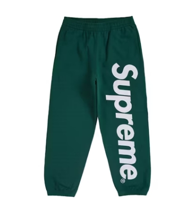 Top Quality Supreme Satin Applique Sweatpant Dark Green 