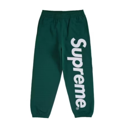 Top Quality Supreme Satin Applique Sweatpant Dark Green  01
