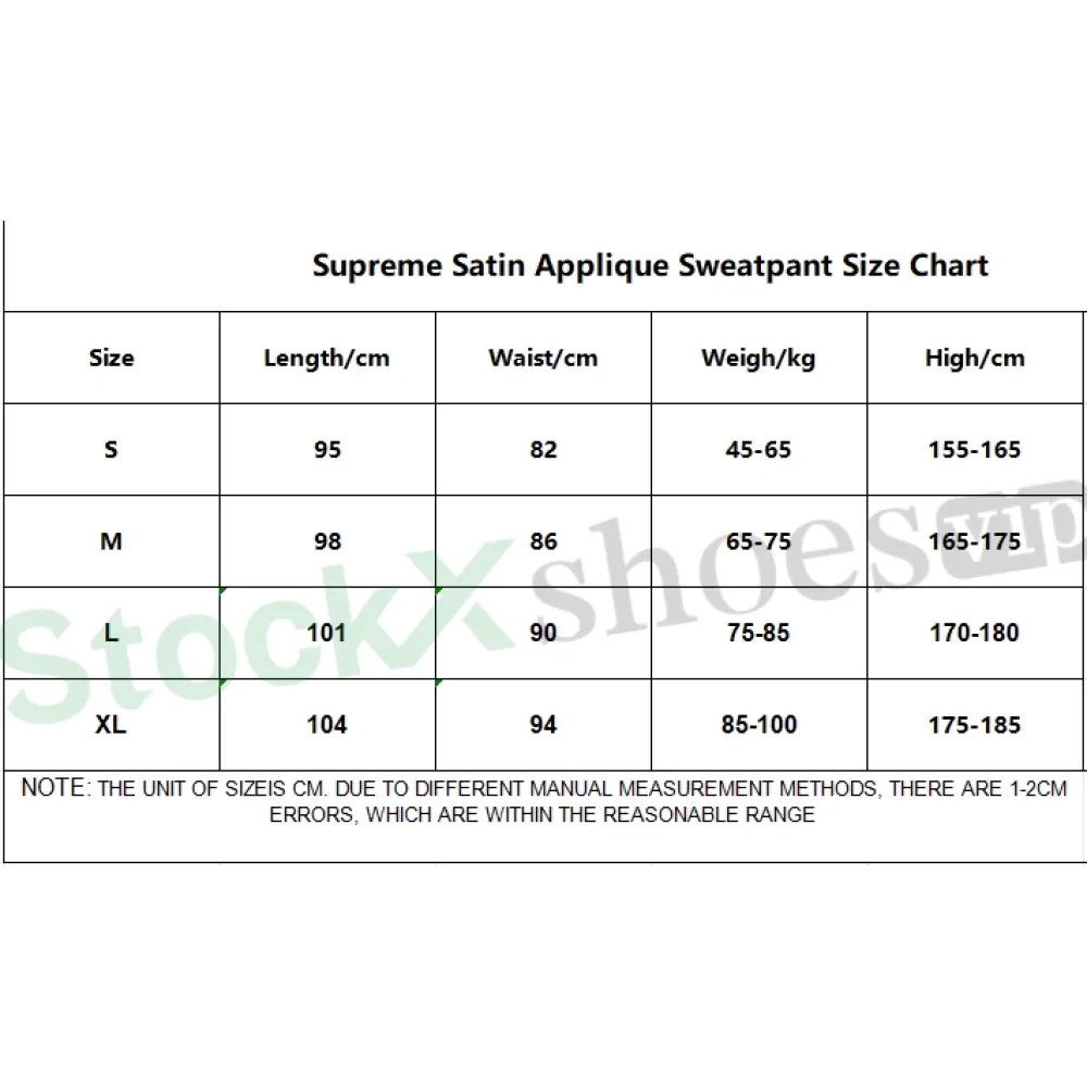 Top Quality Supreme Satin Appliqué Sweatpant Red 
