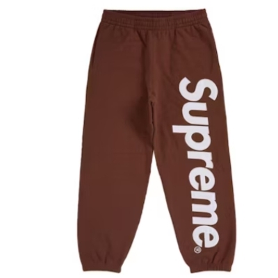 Top Quality Supreme Satin Applique Sweatpant Brown  01