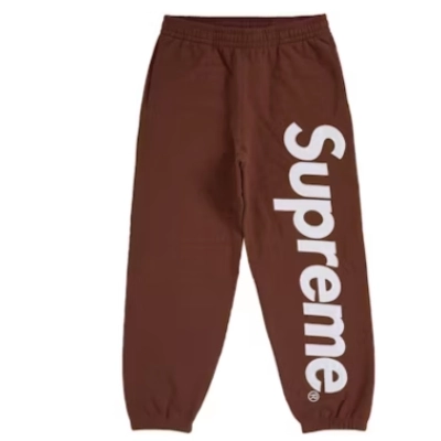 Top Quality Supreme Satin Applique Sweatpant Brown  01