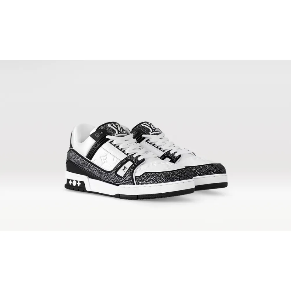 Louis Vuitton Trainer Black White Swarovski