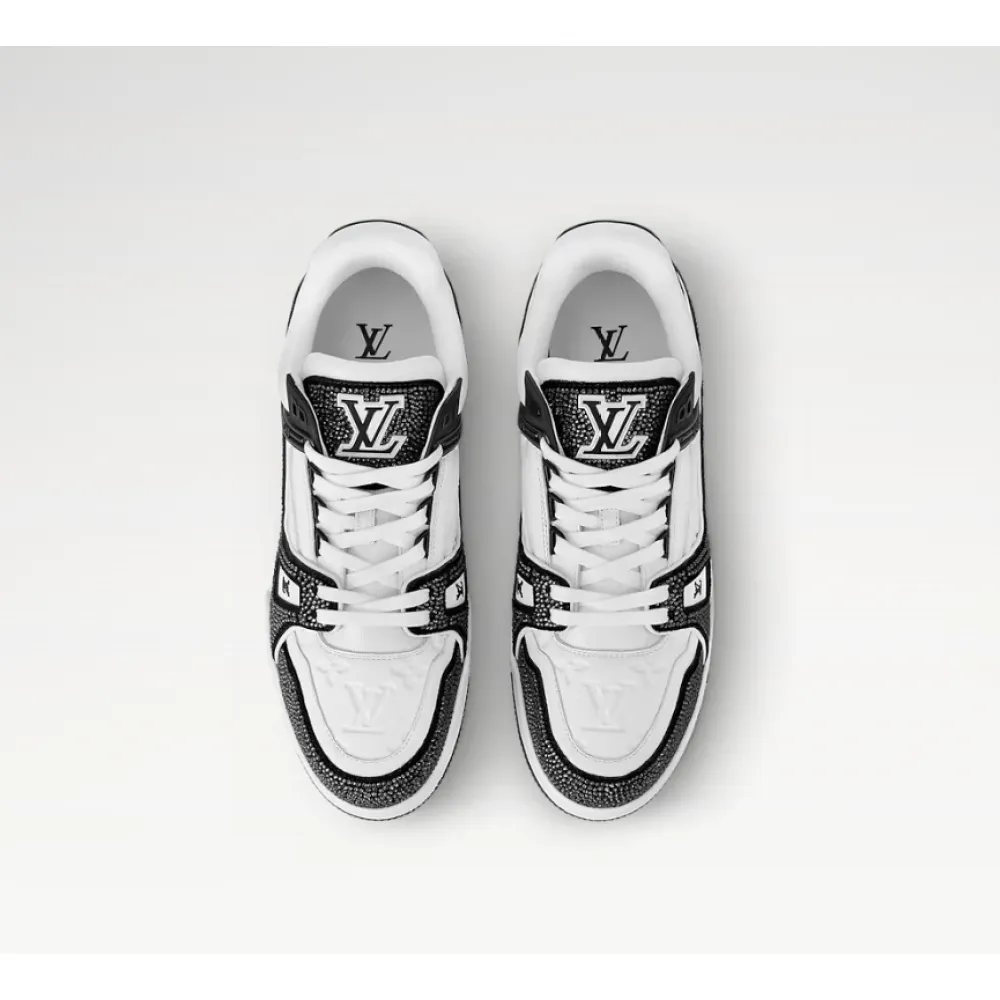 Louis Vuitton Trainer Black White Swarovski