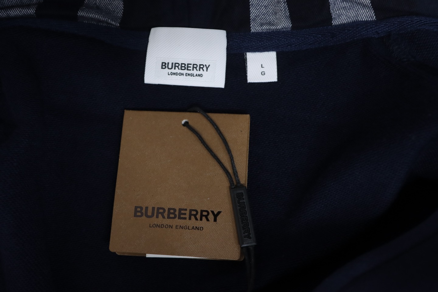      Burberry Letter Graphic Cotton Blend Zip Hoodie Pale Navy 