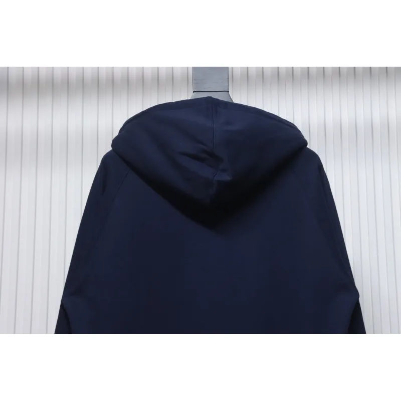 Top Quality  Burberry Letter Graphic Cotton Blend Zip Hoodie Pale Navy 