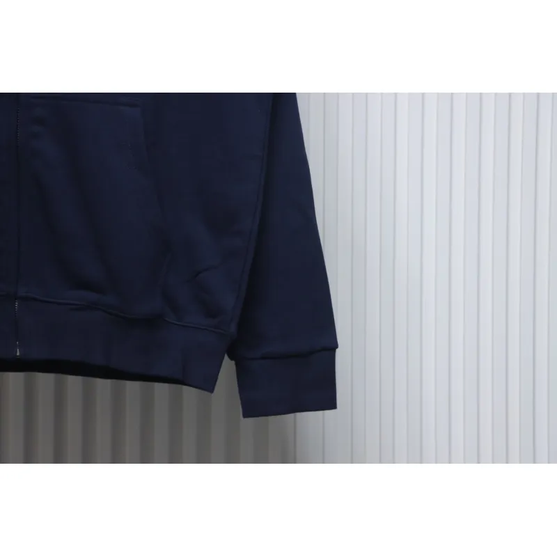Top Quality  Burberry Letter Graphic Cotton Blend Zip Hoodie Pale Navy 