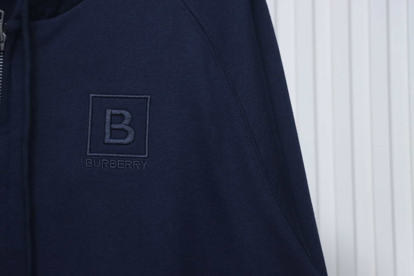      Burberry Letter Graphic Cotton Blend Zip Hoodie Pale Navy 