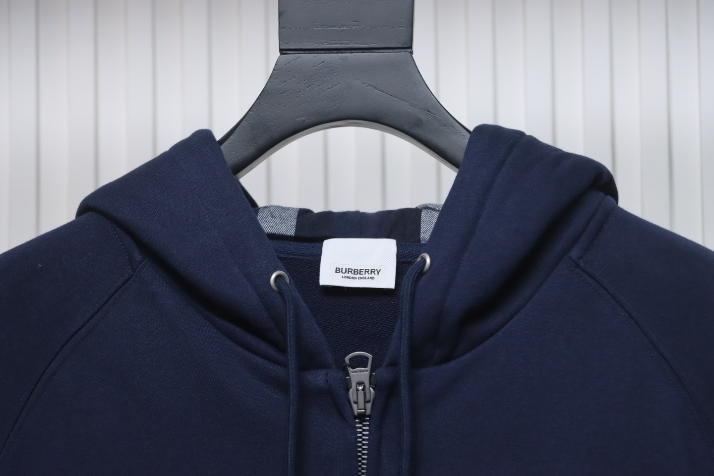      Burberry Letter Graphic Cotton Blend Zip Hoodie Pale Navy 