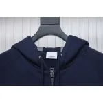 Top Quality  Burberry Letter Graphic Cotton Blend Zip Hoodie Pale Navy 