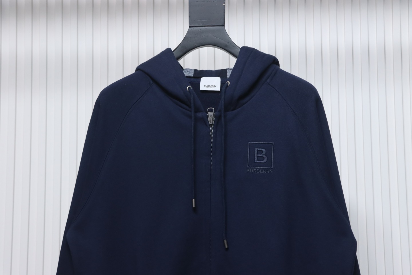     Burberry Letter Graphic Cotton Blend Zip Hoodie Pale Navy 
