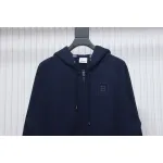 Top Quality  Burberry Letter Graphic Cotton Blend Zip Hoodie Pale Navy 