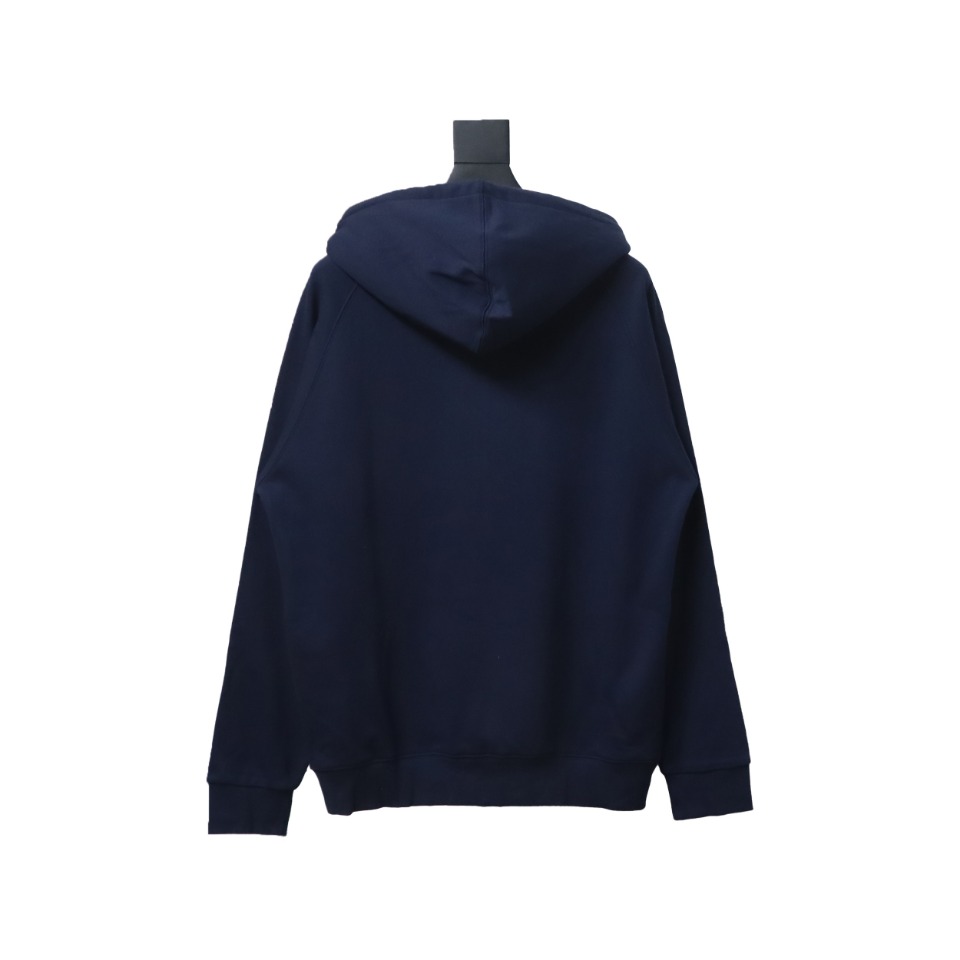      Burberry Letter Graphic Cotton Blend Zip Hoodie Pale Navy 