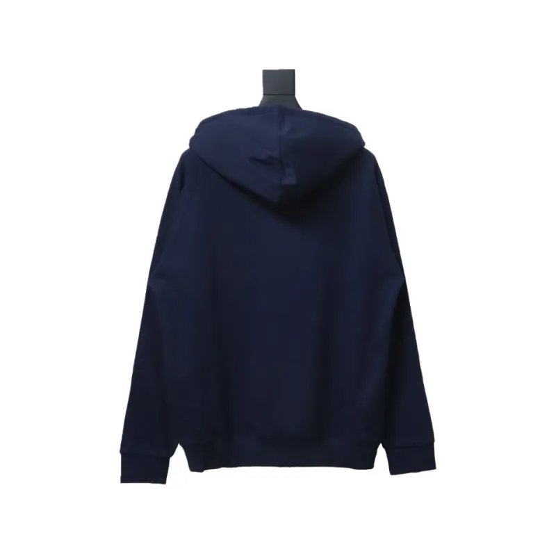 Top Quality  Burberry Letter Graphic Cotton Blend Zip Hoodie Pale Navy 