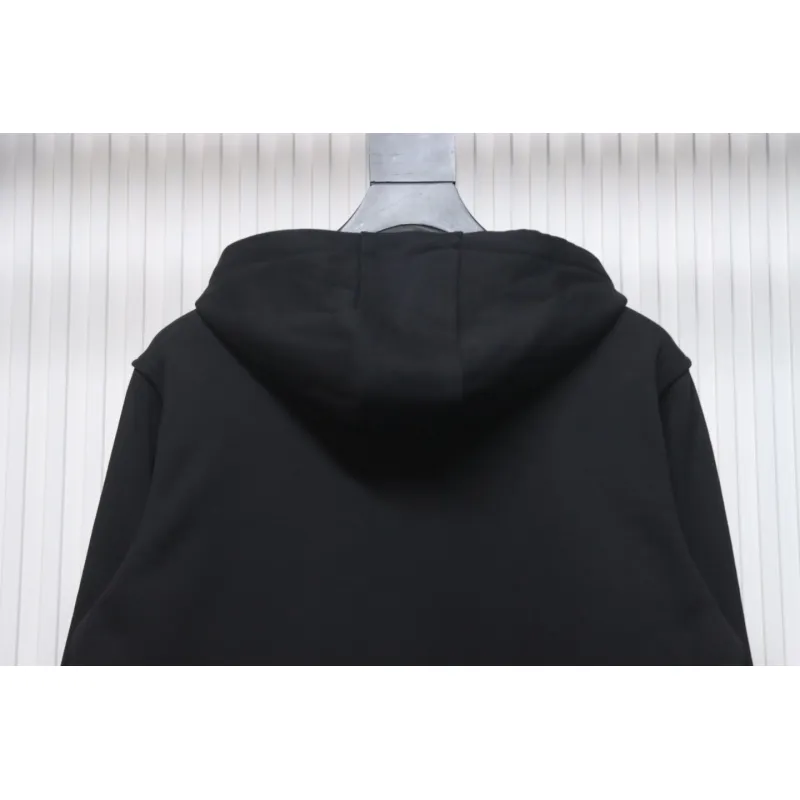 Top Quality  Burberry Letter Graphic Cotton Blend Zip Hoodie Pale Black 