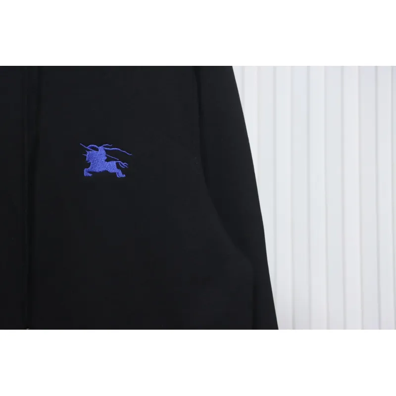 Top Quality  Burberry Letter Graphic Cotton Blend Zip Hoodie Pale Black 