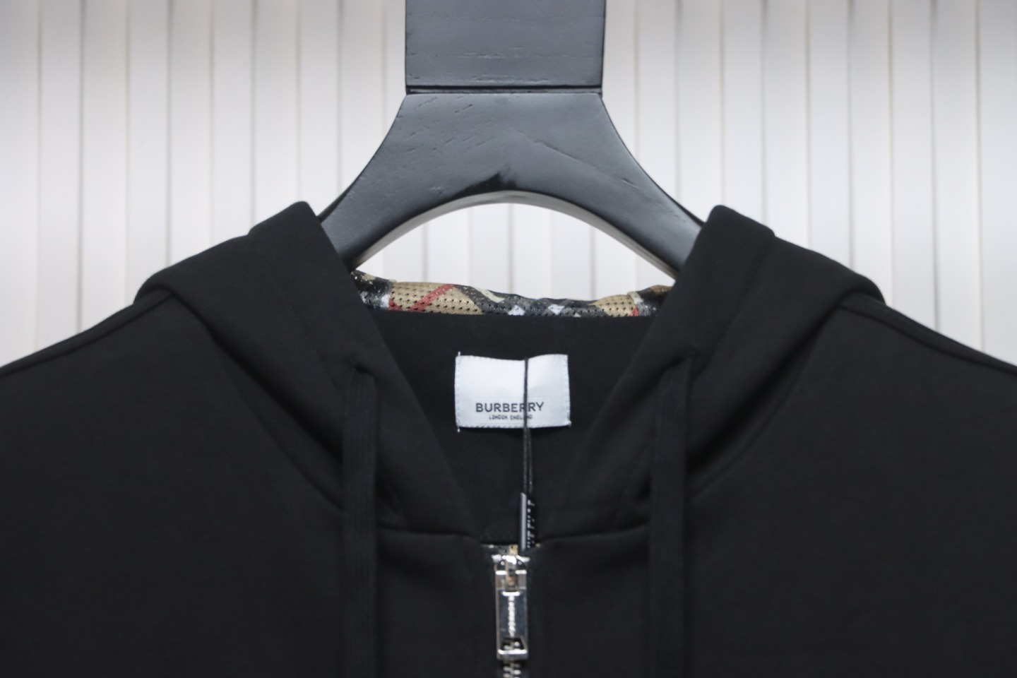Top Quality  Burberry Letter Graphic Cotton Blend Zip Hoodie Pale Black 