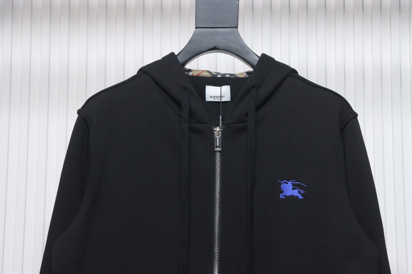 Top Quality  Burberry Letter Graphic Cotton Blend Zip Hoodie Pale Black 