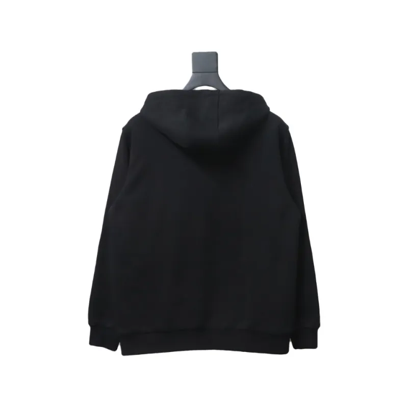 Top Quality  Burberry Letter Graphic Cotton Blend Zip Hoodie Pale Black 