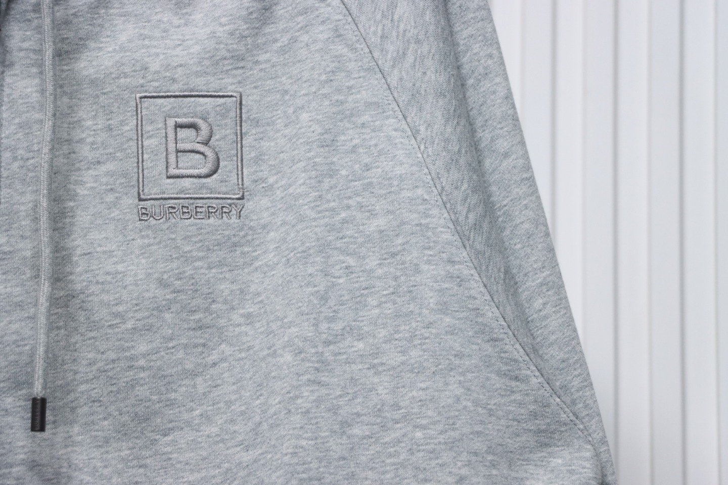 Top Quality  Burberry Letter Graphic Cotton Blend Zip Hoodie Pale Grey Melange 
