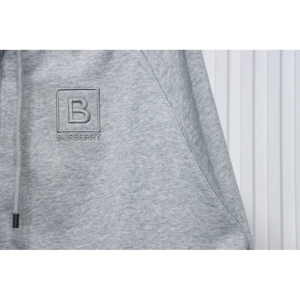 Top Quality  Burberry Letter Graphic Cotton Blend Zip Hoodie Pale Grey Melange 
