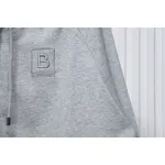 Top Quality  Burberry Letter Graphic Cotton Blend Zip Hoodie Pale Grey Melange 