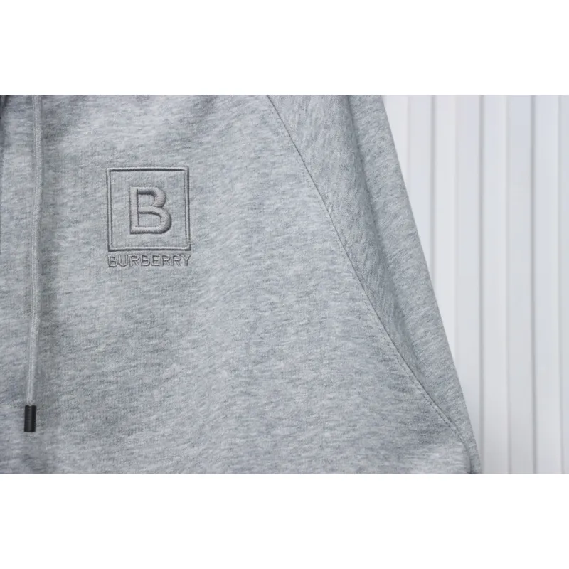 Top Quality  Burberry Letter Graphic Cotton Blend Zip Hoodie Pale Grey Melange 