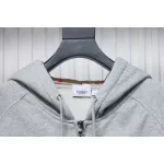 Top Quality  Burberry Letter Graphic Cotton Blend Zip Hoodie Pale Grey Melange 