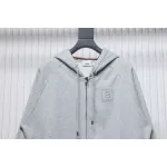 Top Quality  Burberry Letter Graphic Cotton Blend Zip Hoodie Pale Grey Melange 