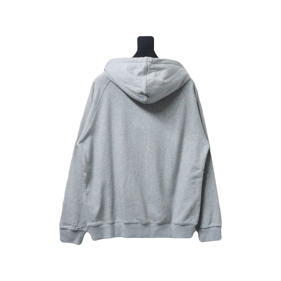 Top Quality  Burberry Letter Graphic Cotton Blend Zip Hoodie Pale Grey Melange 