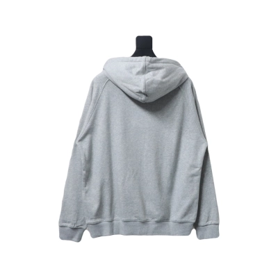 Top Quality  Burberry Letter Graphic Cotton Blend Zip Hoodie Pale Grey Melange 02