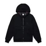 Top Quality  Burberry Letter Graphic Cotton Blend Zip Hoodie Pale Black 