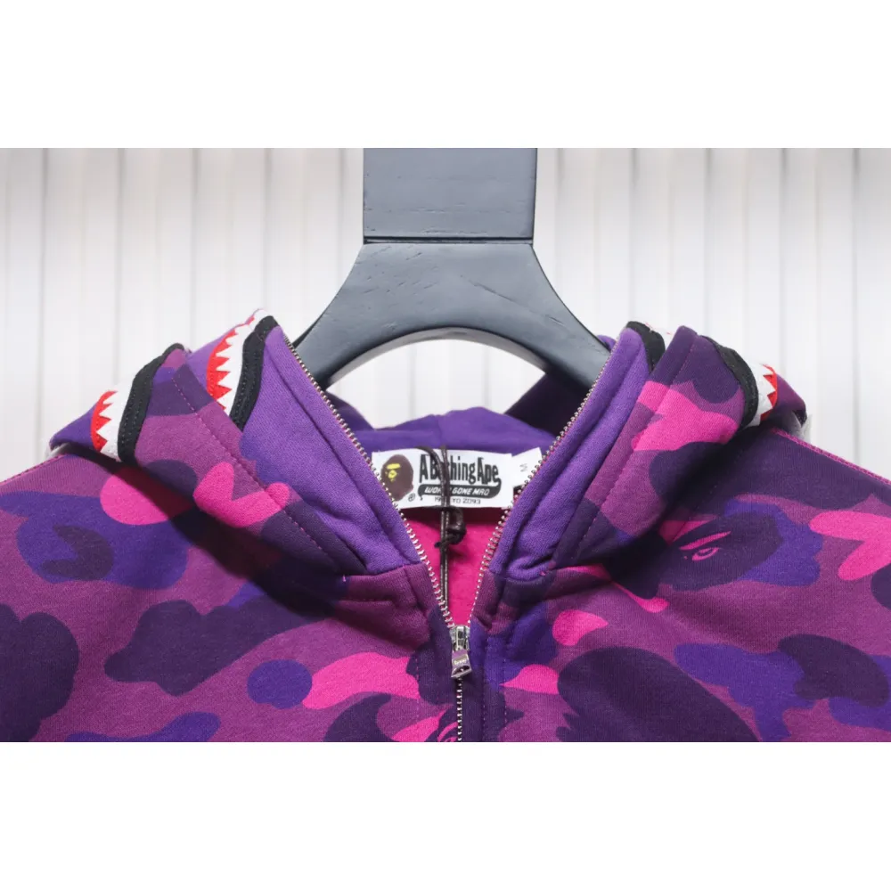 Top Quality BAPE Color Camo Shark Zip Hoodie Junior 