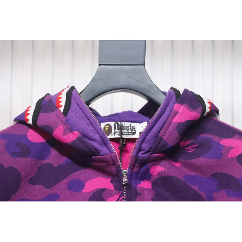 Top Quality BAPE Color Camo Shark Zip Hoodie Junior 
