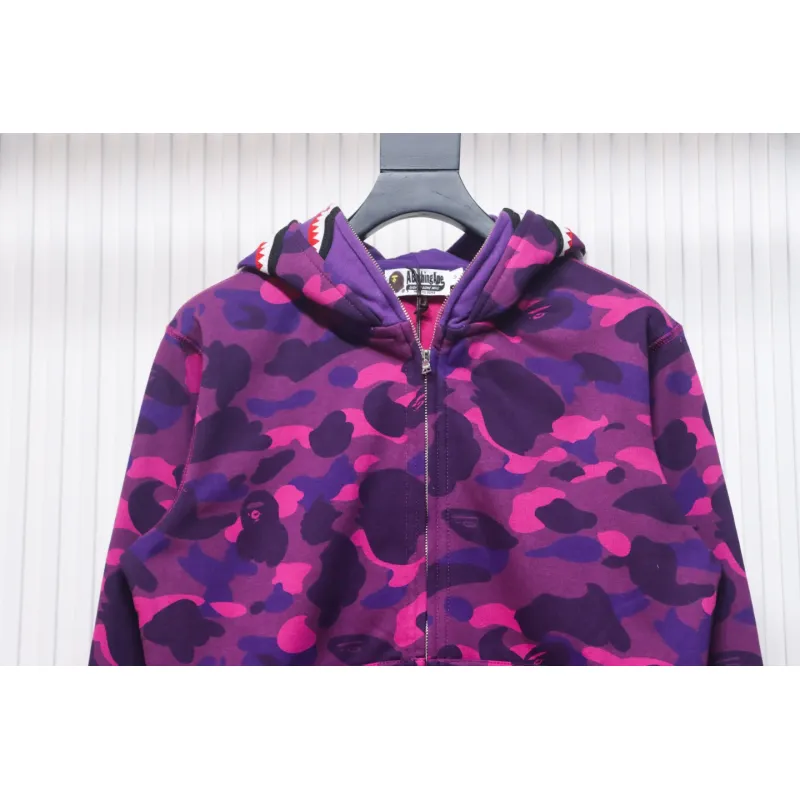 Top Quality BAPE Color Camo Shark Zip Hoodie Junior 