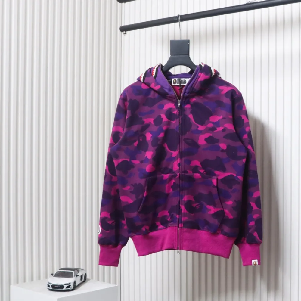 Top Quality BAPE Color Camo Shark Zip Hoodie Junior 