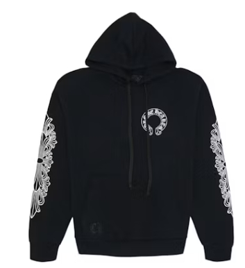 Top Quality Chrome Hearts Horse Shoe Floral Hoodie Black 