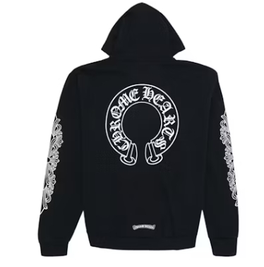 Top Quality Chrome Hearts Horse Shoe Floral Hoodie Black 