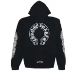 Top Quality Chrome Hearts Horse Shoe Floral Hoodie Black 