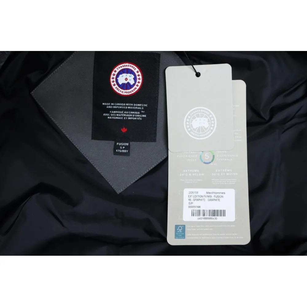 Top Quality Canada Goose Expedition feather collar down coat grey