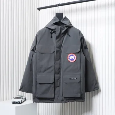 Top Quality Canada Goose Expedition feather collar down coat grey 02