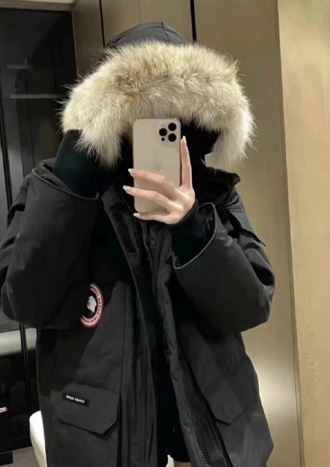 Top Quality Big Goose Expedition Feather Collar Down Coat Black