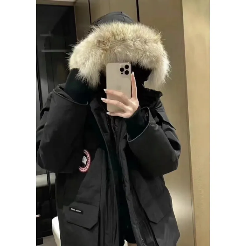 Top Quality Canada Goose Expedition feather collar down coat black