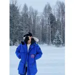 Top Quality Canada Goose Expedition feather collar down coat blue